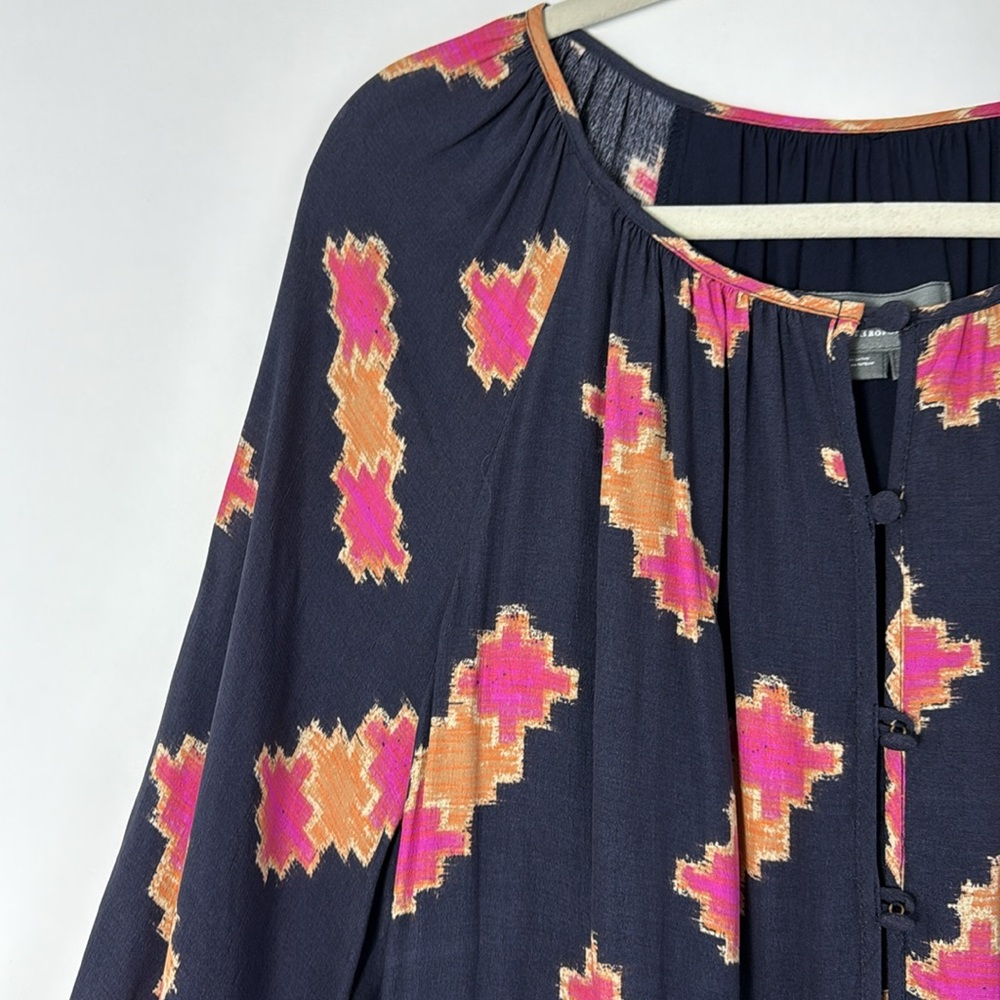 Anthropologie Navy and Pink‎ Balloon Sleeve dress - Size Medium NWOT - Picture 6 of 12